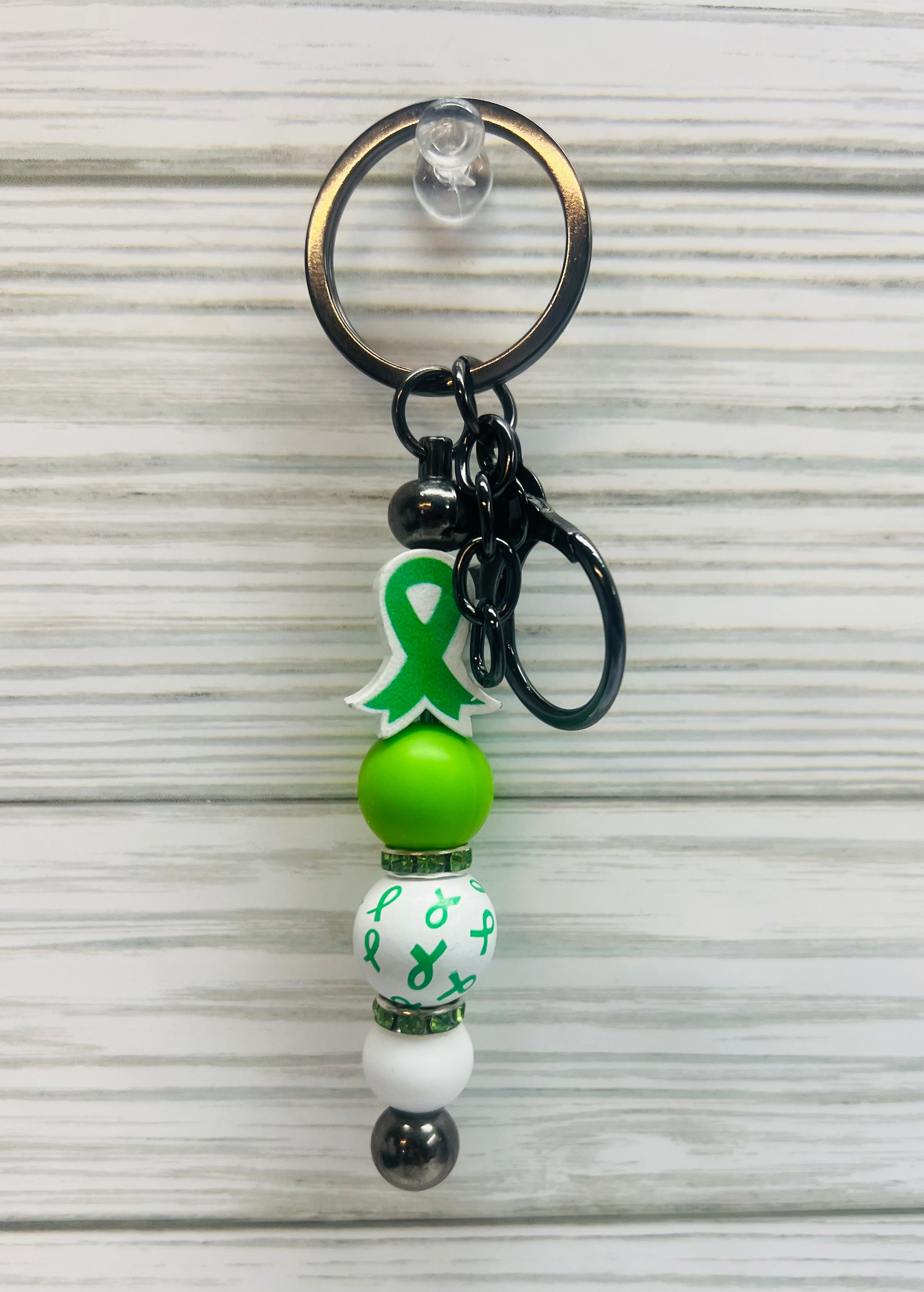 Awareness Ribbon Beaded Keychain