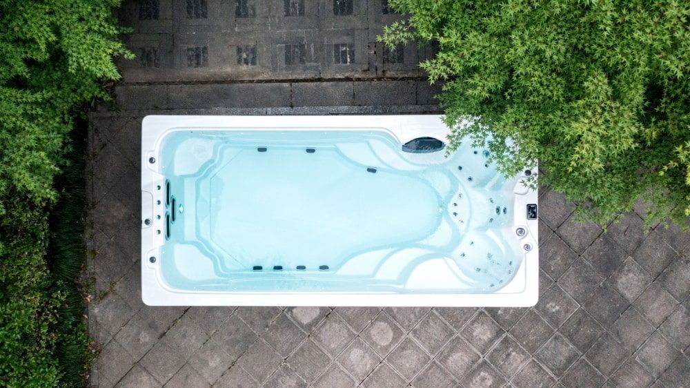 H2O Spas Athena Single Zone Swim Spa Outdoor Birdseye Image