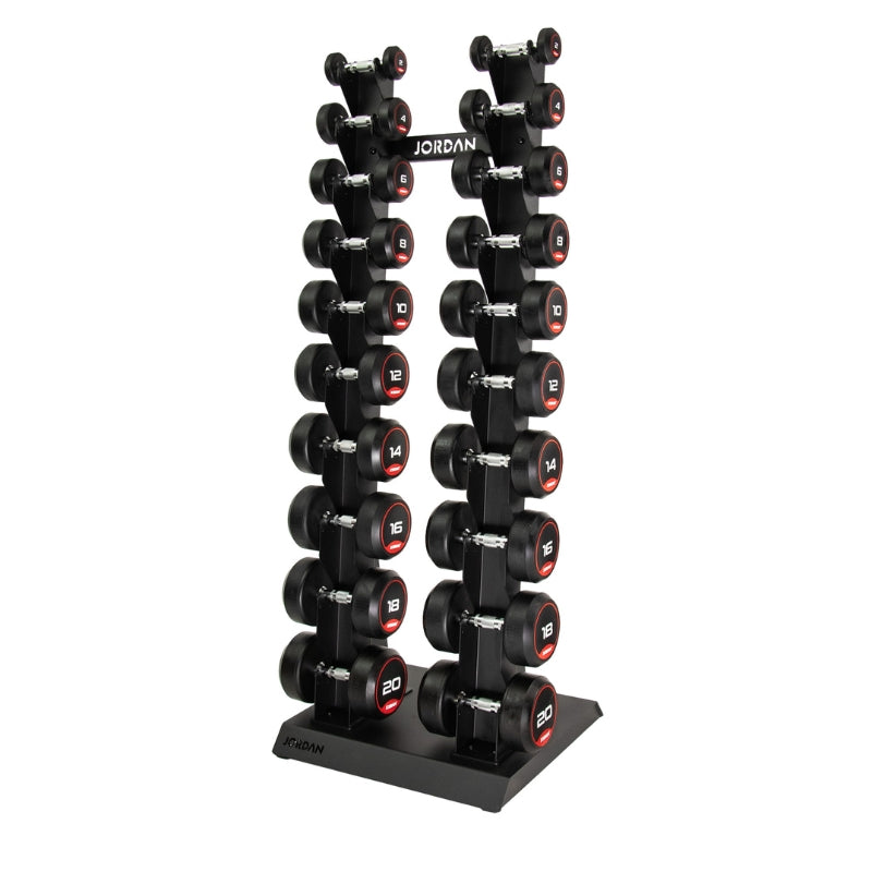 Jordan Fitness Dumbbell Set and Rack - 20kg vertical set