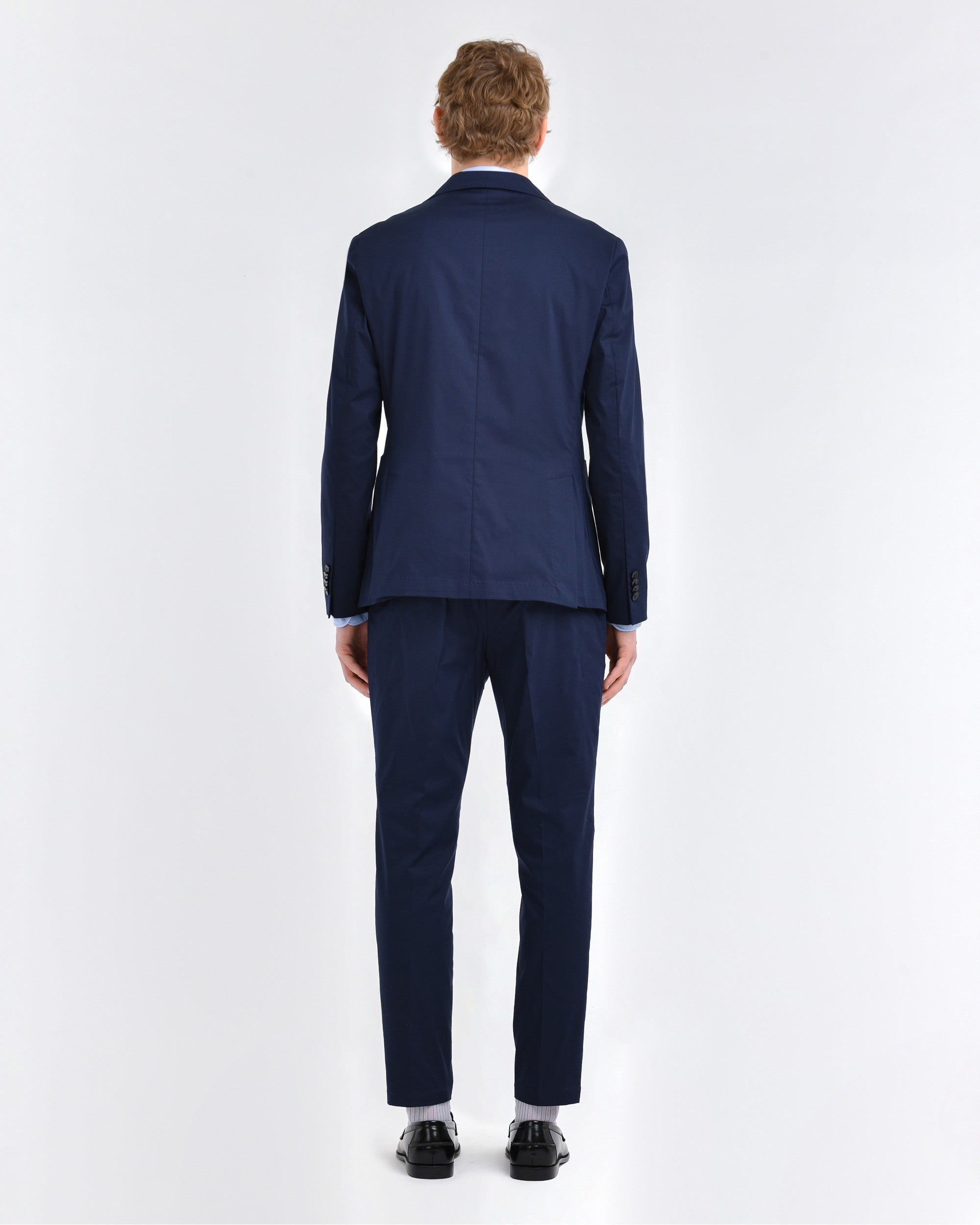 blue technical stretch gabardine slim suit