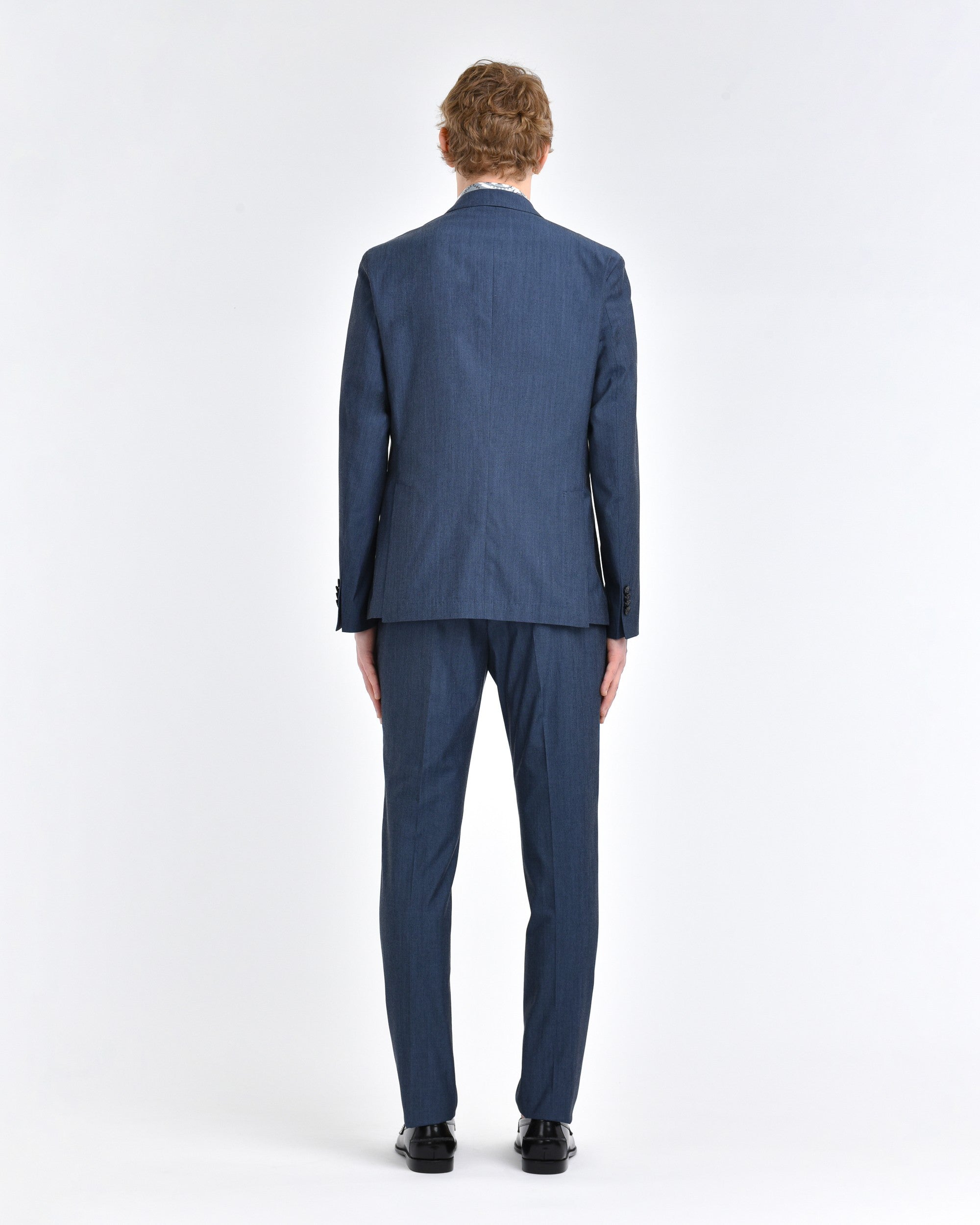 blue double-breasted solaro wool-cotton blend suit