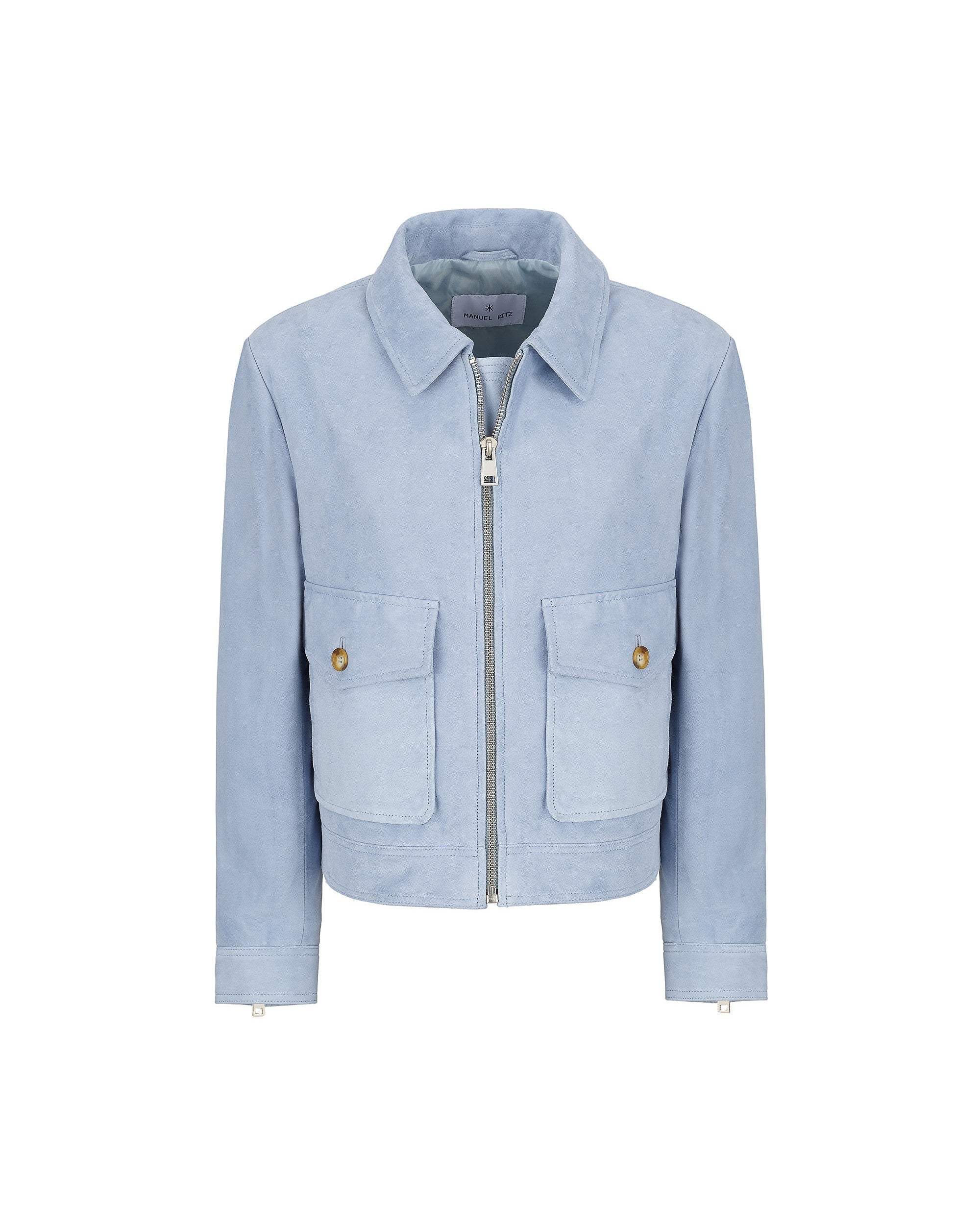 light blue suede jacket