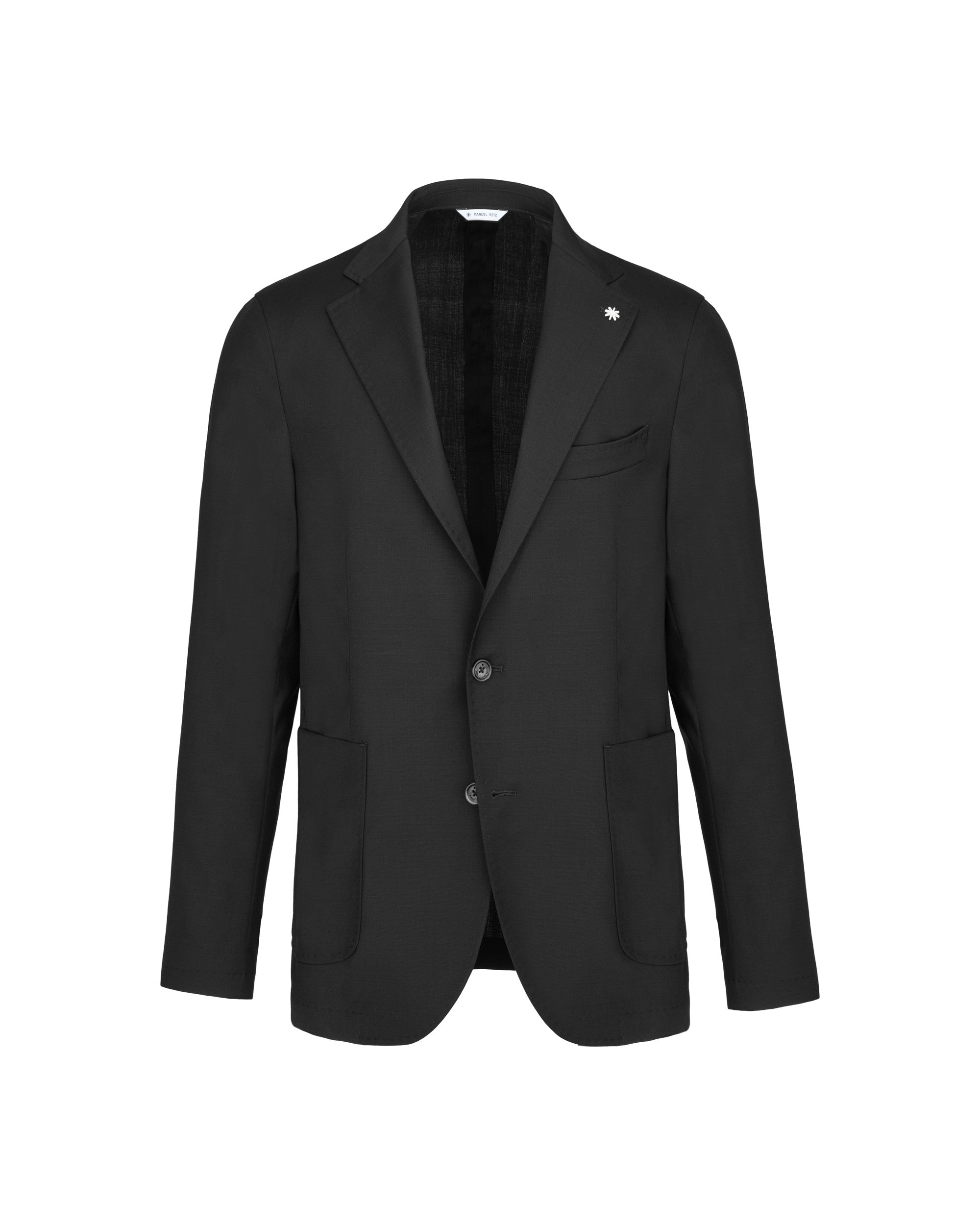 black stretch wool canvas slim blazer