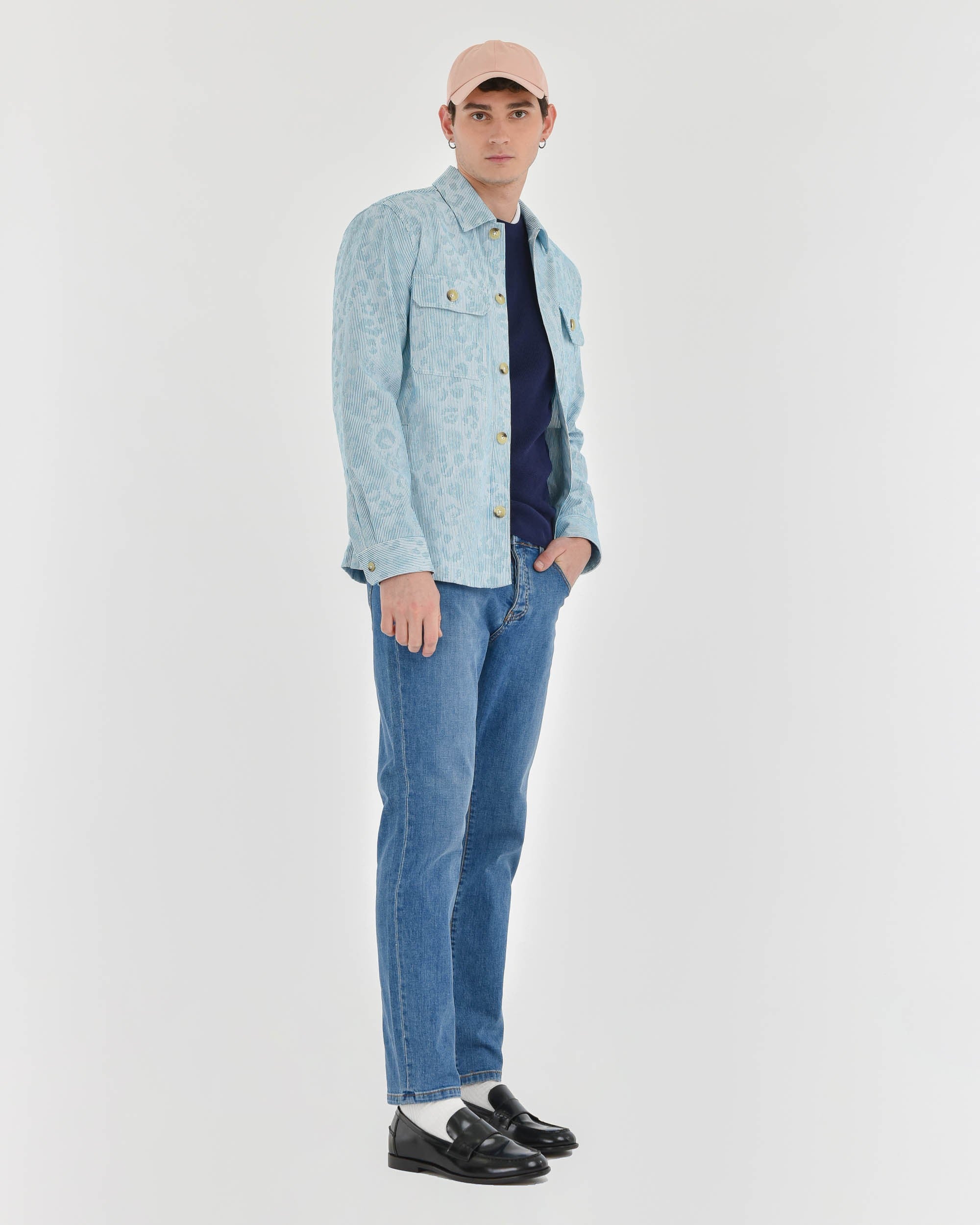 blue slim five-pocket denim