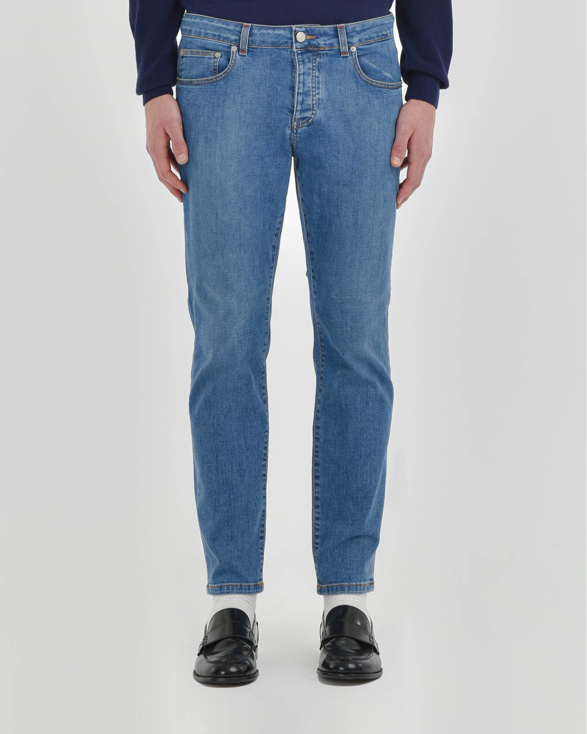 blue slim five-pocket denim