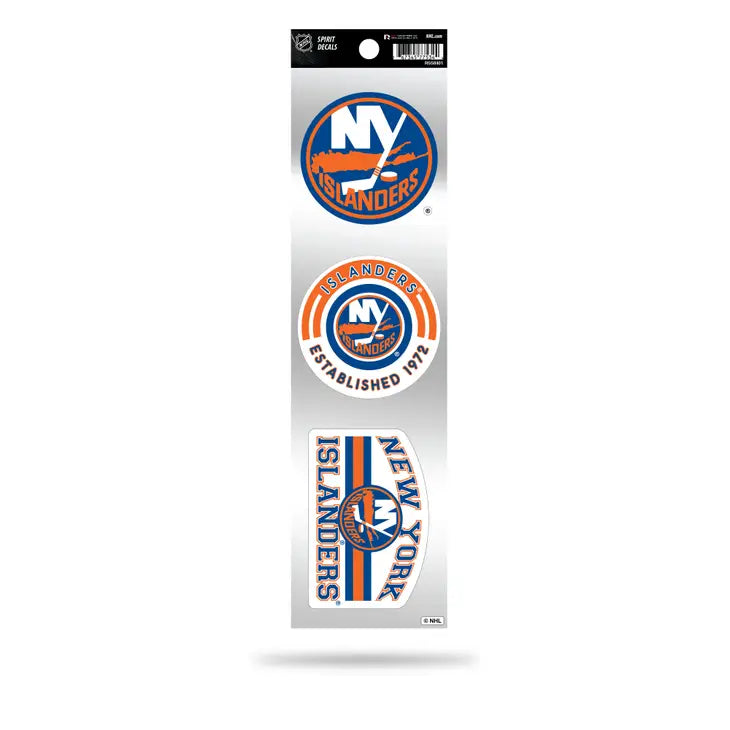 NHL New York Islanders 3-Piece Retro Logo Static Cling Decal