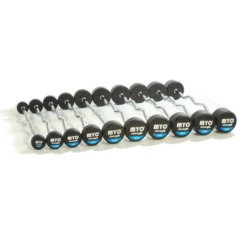 MYO Strength Rubber Fixed Weight Barbell PU End Caps EZ Bar