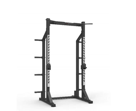 York Barbell Olympic Half Rack with Pull Up Bar and Plate & Barbell Storage