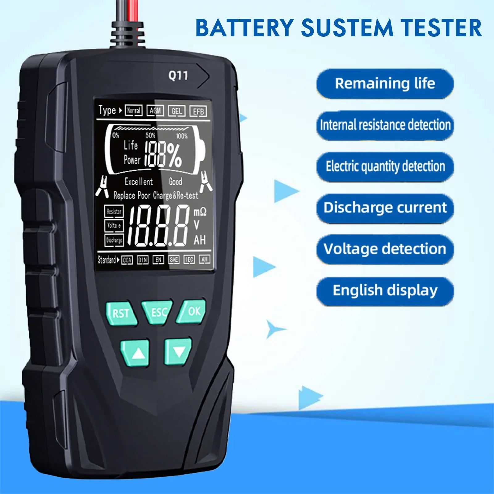 For BSIDE Q11 Car Battery Tester 12V 24V Digital Checker Professional