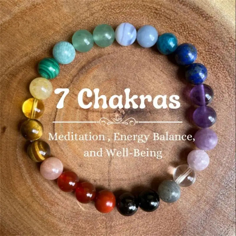7 Chakra Healing Bracelet: Tiger Eye & Amethyst for Women (8mm Beads)