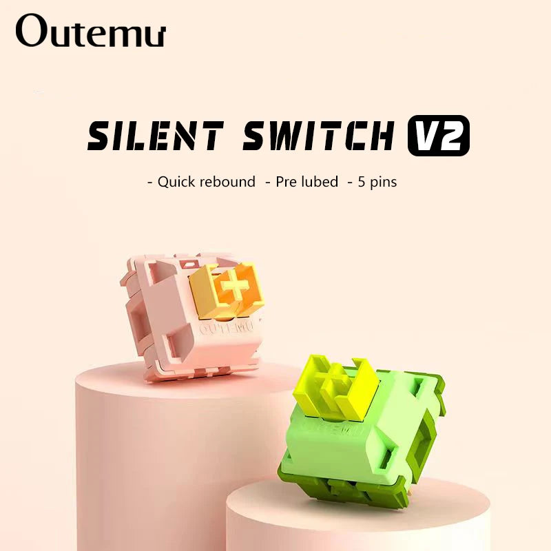 OUTEMU - Customize Your Quiet Clicks: Silent Peach V2 Switches (Lubed, Linear, Hot-Swappable for Mechanical Keyboards)