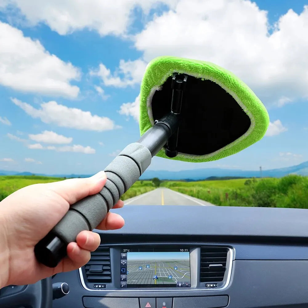 Extendable Window Cleaning Kit: Reach High Windows & Clean Car Windshields Effortlessly (Brush, Squeegee & Microfiber - All-in-One)