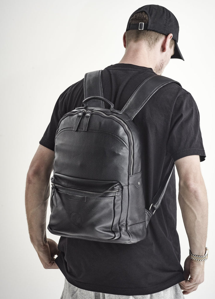Executive Black Leather Backpack