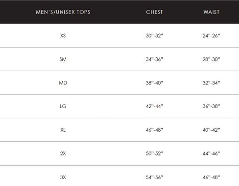 Unisex T-shirt Size Chart