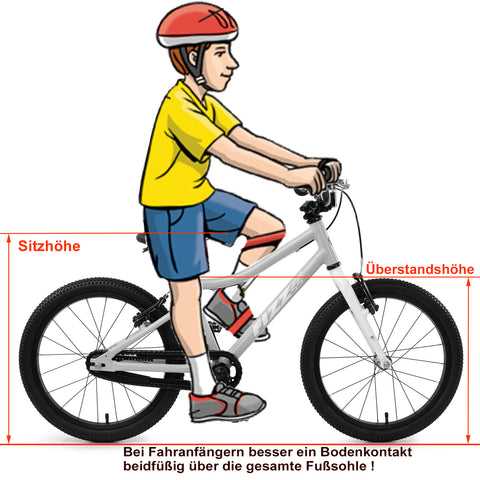 Sitzhöhe und Überstandshöhe bei Kinderfahrrädern