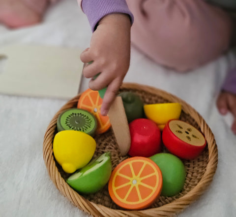 Fruit cutting wooden montessori toy