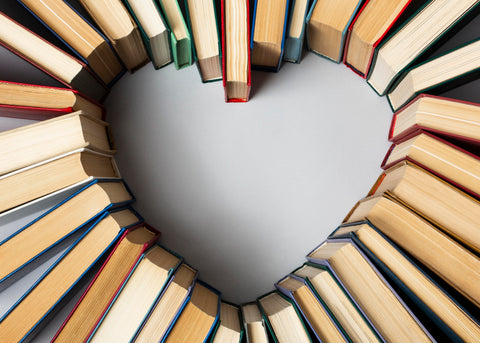 Love for learning, heart shaped books