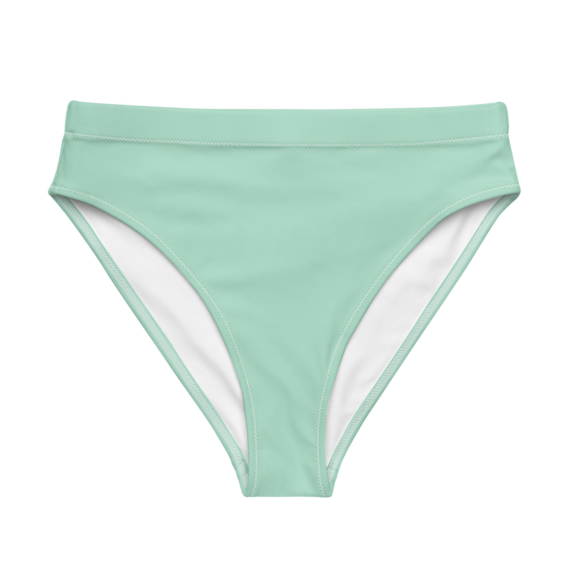 Psychedelic Tiger & Leopard cheeky high-waisted bikini bottom (solid mint green)