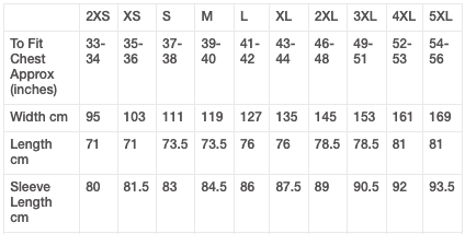 Regatta Dover Jacket Size Chart