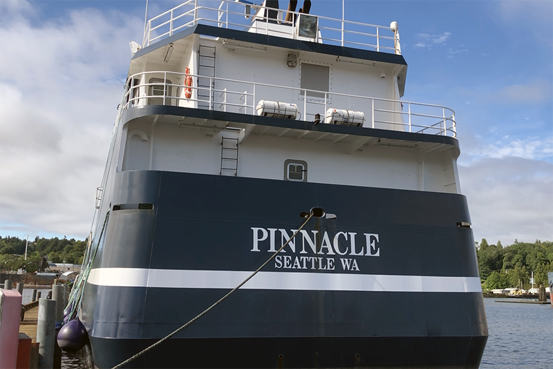 The F/V Pinnacle, captained by Mark Casto, the fishing vessel that supplied the end-of-life gear used to make our Brown Cocoon Comb.