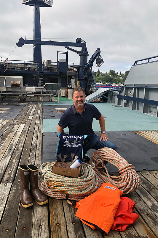 The F/V Pinnacle, captained by Mark Casto, the fishing vessel that supplied the end-of-life gear used to make our Brown Cocoon Comb.