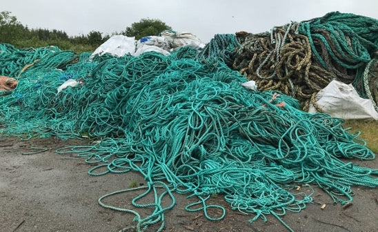 Photo taken at the Ucluelet Ocean Plastic Depot with aquaculture ropes. Courtesy of Ocean Legacy