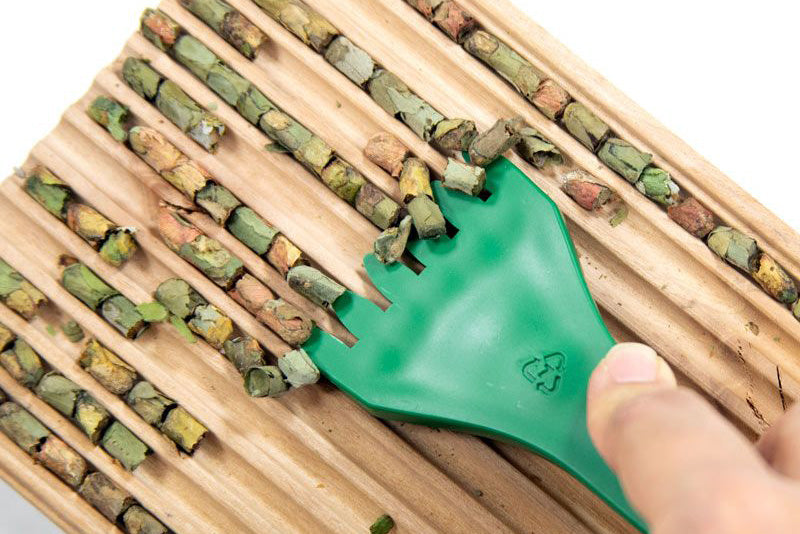 Using cocoon comb to harvest leafcutters