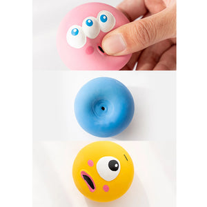 Latex Squeaky Dog Toy Ball 5.5x5.5x4cm Funny Face Soft Puppy Interactive Fetch Play Sound Balls Yellow - DogPicGift