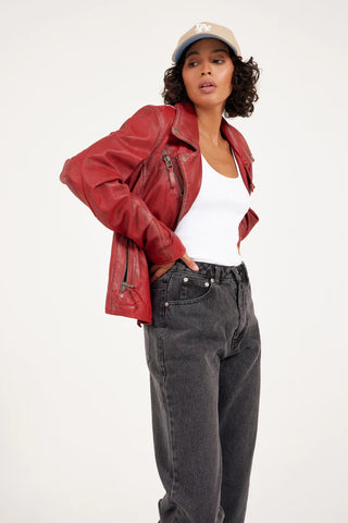 Christy RF Woman's Lambskin Leather Jacket - Red