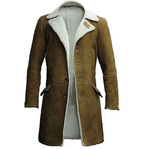 Men Brown Sheep Skin Shearling Long Coat - TaylorJon