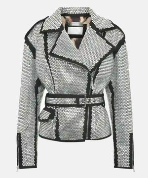 Benoît Emily in Paris S04 Crystal Embellished Biker Jacket - TaylorJon