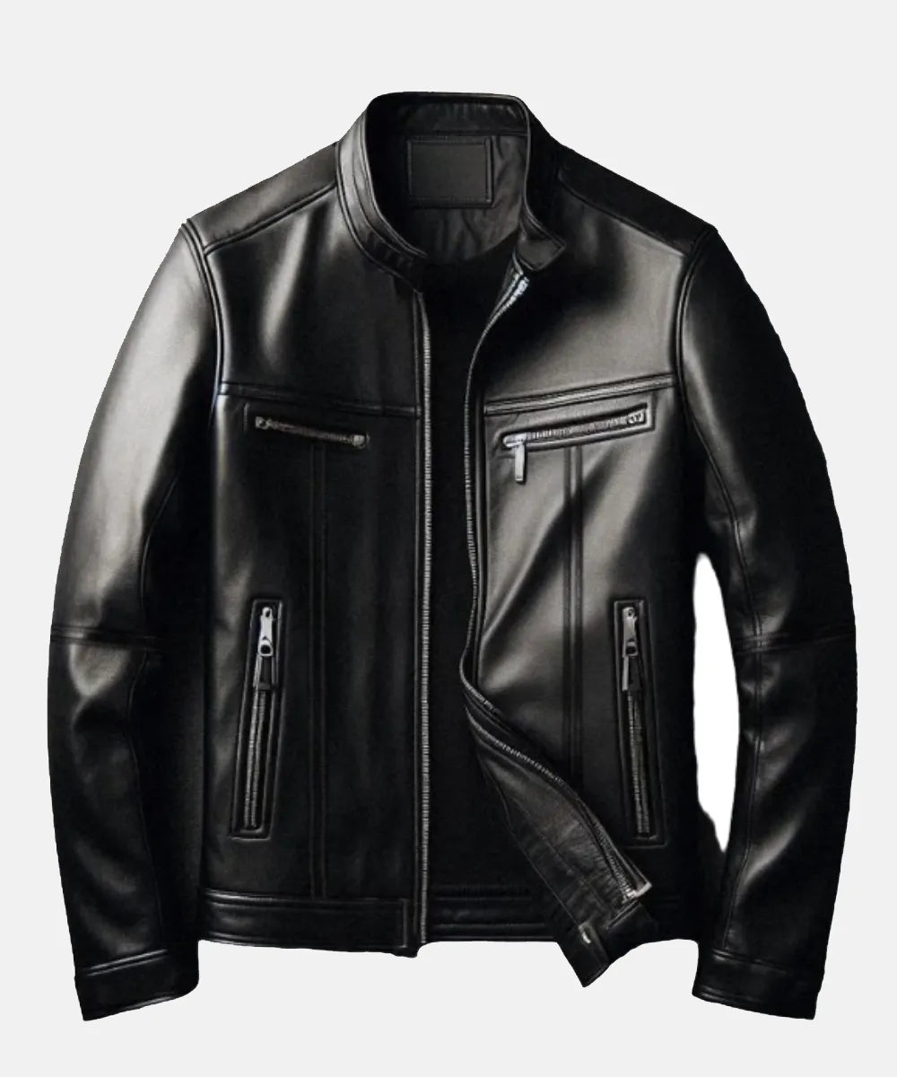 Skeleton Design Leather Jacket