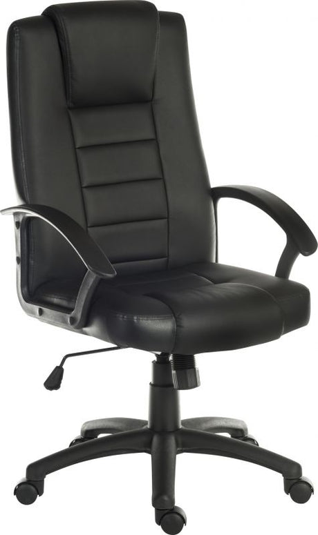 Black Bonded Leather Soft Padded Ergonomic Office Chair - PLUSH