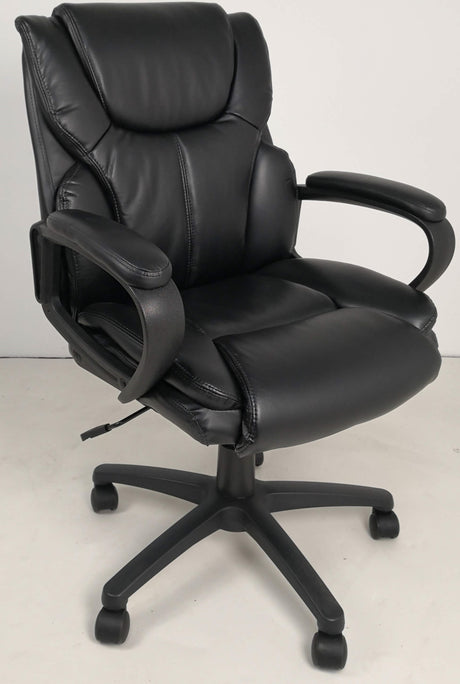 Black Bonded Leather Soft Padded Ergonomic Office Chair - PLUSH