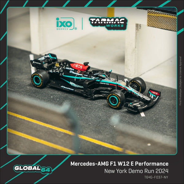 1:64 Tarmac Works Mercedes-AMG F1 W12 E Performance die-cast car from the 2024 New York Demo Run.