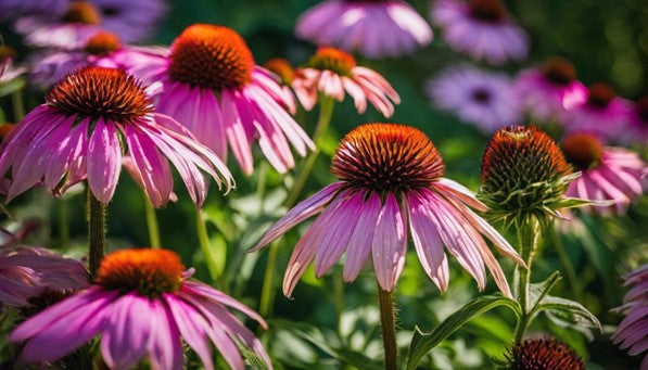 Echinacea flowers blooming in the garden by Standard Process.