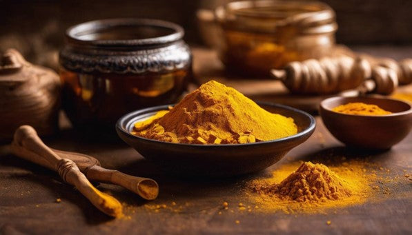 Turmeric powder in a bowl on the wooden table offers numerous benefits for women.