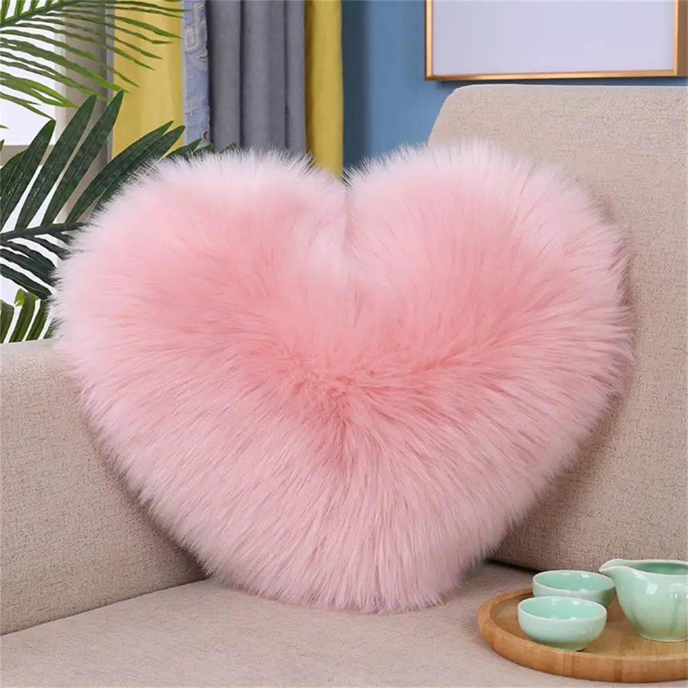Pillow Cushion Washable Pillow Doll PP Cotton Cute Heart Shaggy Fluffy Sofa Pillow Assorted Plush Pillow Cover Sofa Bed Cushion