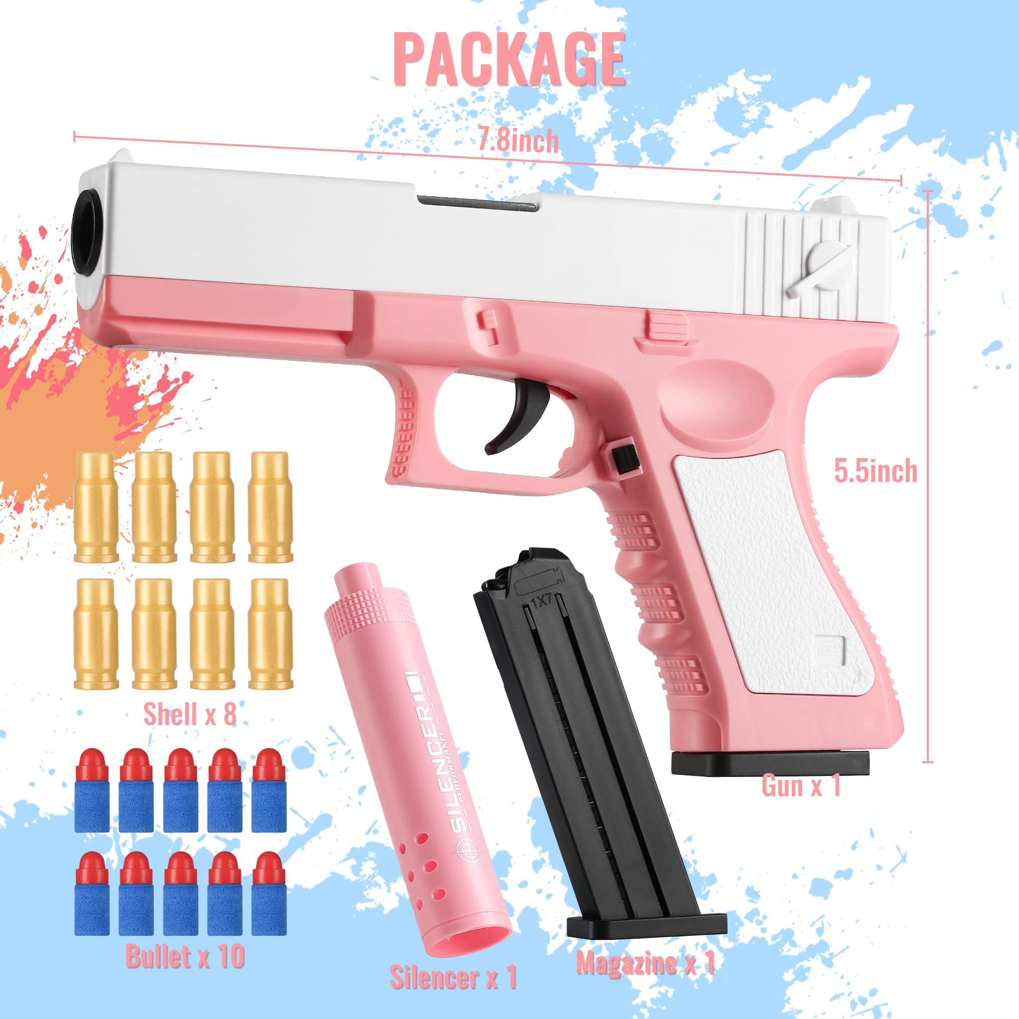 Toy Gun,Shell Ejection Soft Bullet Toy Gun,Pistol Toys Foam Blaster Soft Bullet Play Gun with, Soft Bullets & Pull Back Action ,