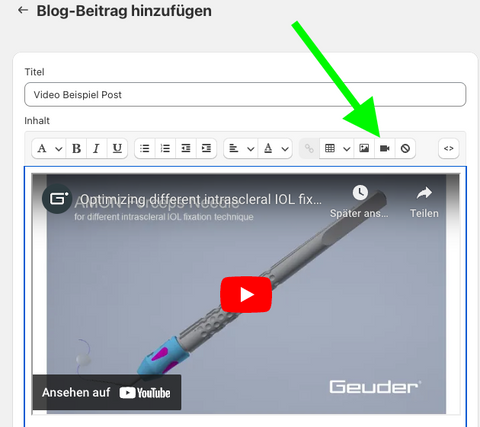 Video Einbettung in Shopify Blog