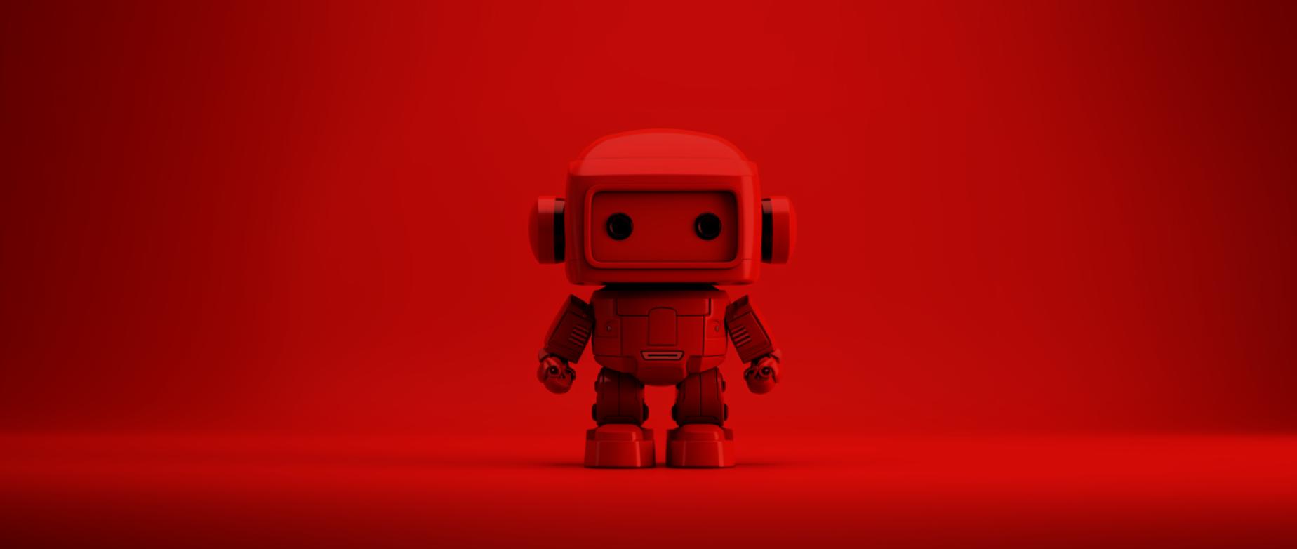 robô vermelho-escuro em fundo vermelho: como começar um negócio de impressão 3D