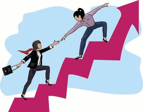 ilustração de o que é mentoria com exemplo de mentora ajudando a alavancar carreira de mulher negócios mentorada 