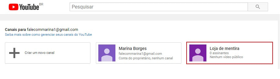 como criar conta de marca no youtube