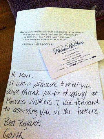 Cartão de Obrigado da Brooks Brothers