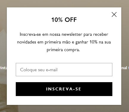 Promoção de Black Friday: pop-up da loja Adriana Degreas