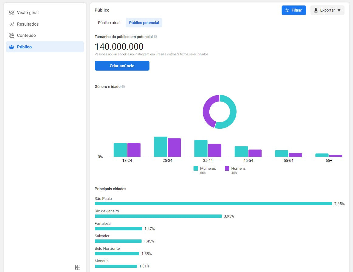 Captura de tela Audience Insights