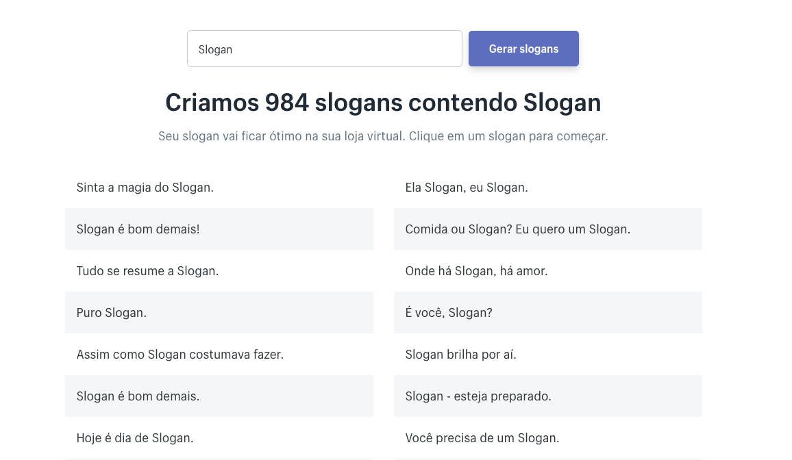 Criador de Slogan Shopify