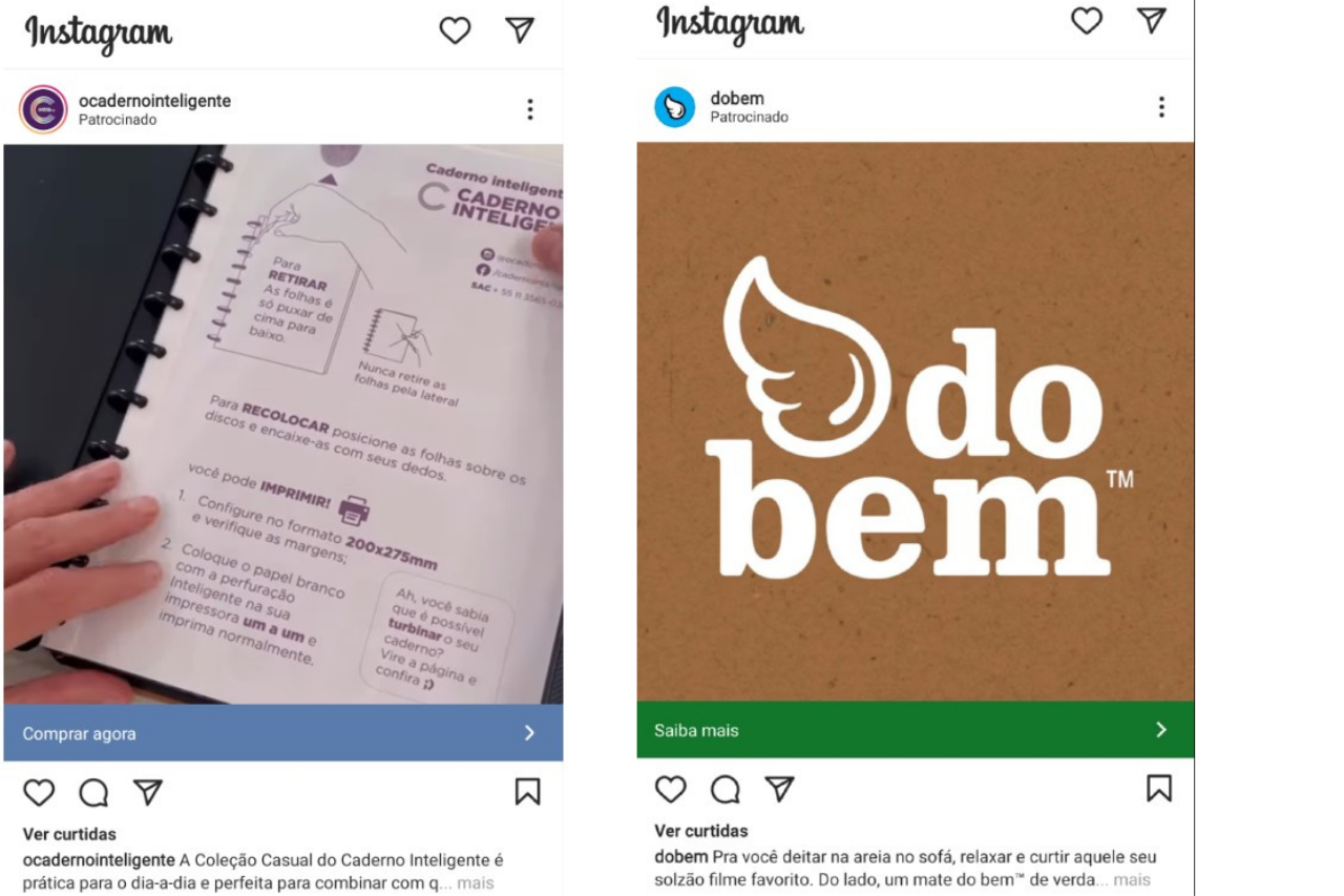 exemplos de perfis do Instagram que exibem recursos para redirecionar URL