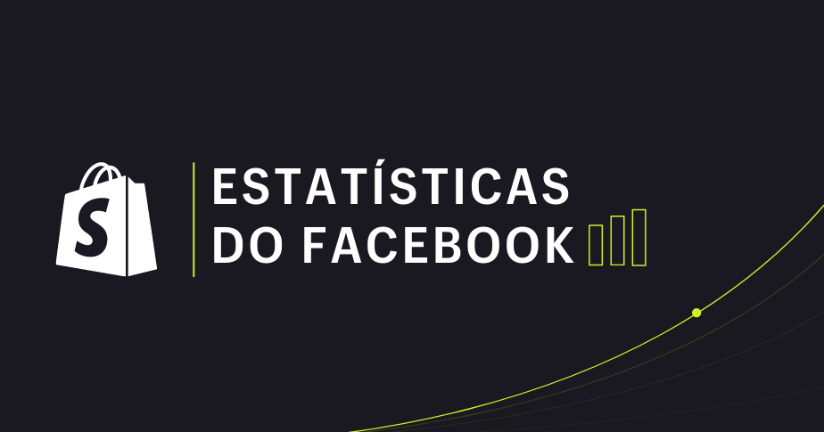 Um plano fundo em cor preta e, no primeiro plano, em branco, está escrito "Estatísticas do Facebook"