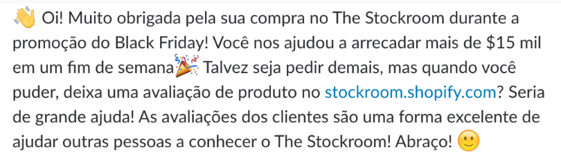 E-mail da Shopify Stockroom